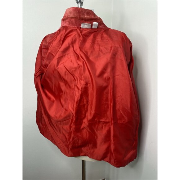 Chico's Red Suede Fringe Jacket Sz 3 XL Button Front Festival Cowgirl Western - Picture 11 of 14